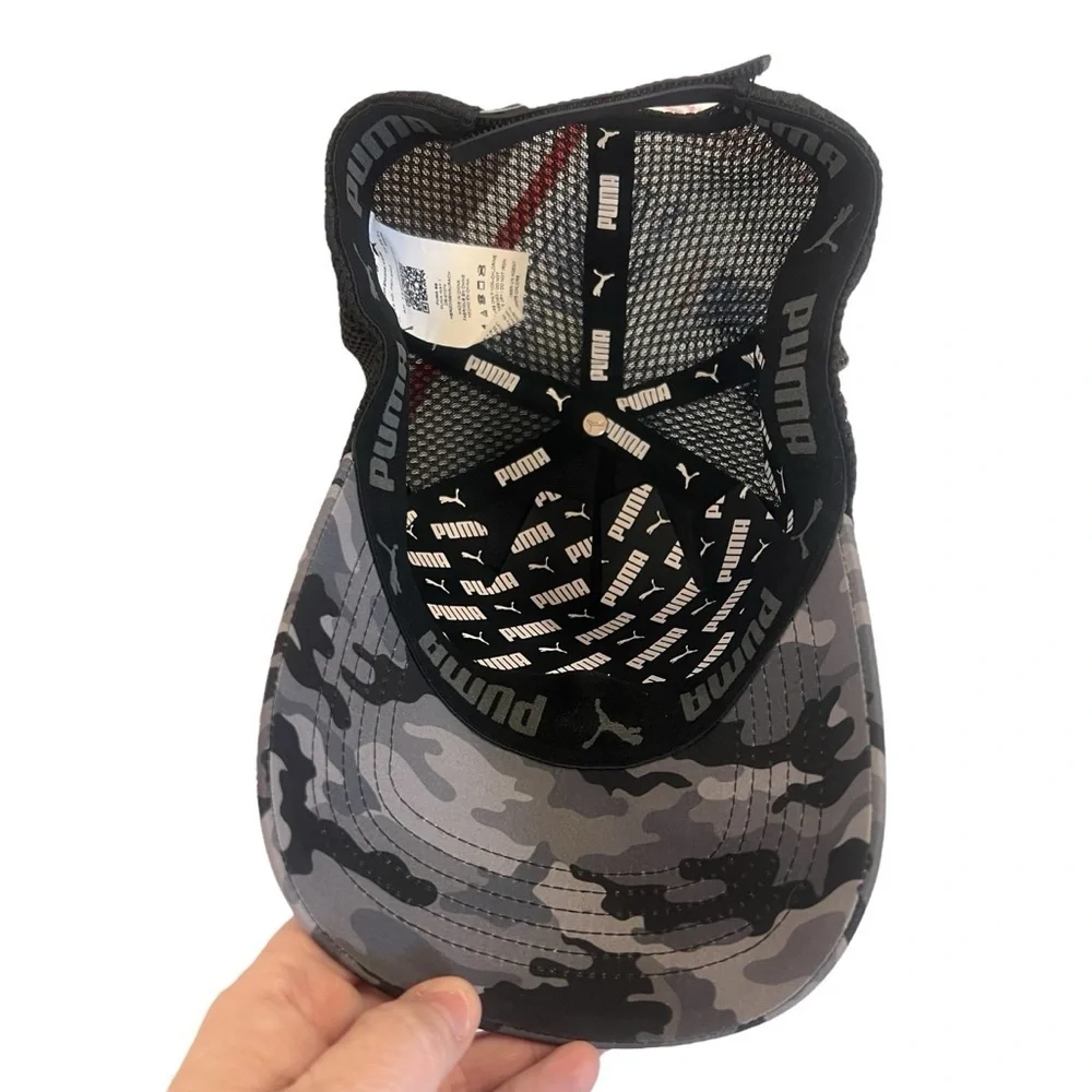 NWT PUMA Black Camo black and grey adjustable SnapBack Hat